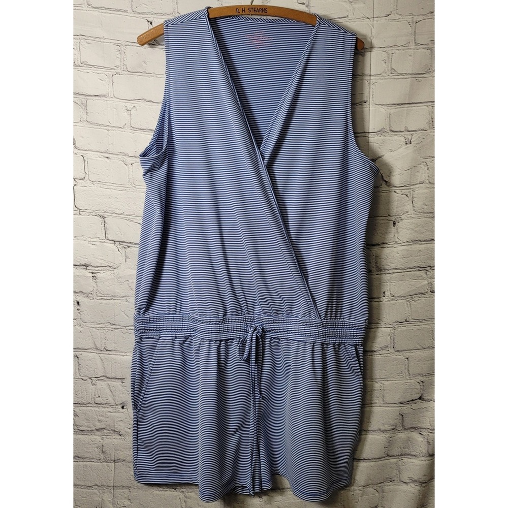 Vineyard Vines Sankaty Romper Blue White Striped Sleeveless Performance XL Beach